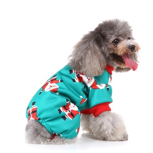 इनडोर लक्ज़री पेट वेस्ट क्रिसमस सांता प्रिंट डॉग <span class=keywords><strong>4</strong></span> लेग कपड़े छोटे मध्यम बड़े फॉल पार्टी कॉटन टी-शर्ट पालतू कोट - Product Image 6