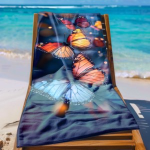 Beach <strong>Towel</strong> Classic Butterfly Print for Bathroom Absorbent Quick Dry Beach <strong>Towel</strong> Custom Soft Shower <strong>Towel</strong> for Travel - Product Image 4