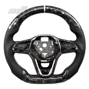 Volant personnalisé à rayures blanches, en fibre de carbone forgée argentée améliorée pour Volkswagen <span class=keywords><strong>Golf</strong></span> MK8 R GTI, accessoires de modèle de voiture - Product Image 1