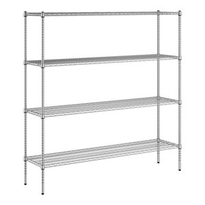 Oem Chrome mạ 4-Tier dây kệ giá 72 "W x 18" D x 79 "H có thể điều chỉnh kim loại lưới kệ cho nhà hoặc kho lưu trữ - Product Image 1