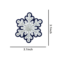 Patch flocon de neige de Noël certifié OEKO-TEX en feutre bleu marine avec broderie à paillettes argentées, thermocollant ou à coudre, vente en gros