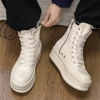 Bottes de cowboy Owens mi-mollet à lacets pour hommes, chaussures décontractées légères en denim à semelle de skateboard