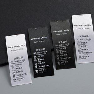 Etiqueta de cuidado de ropa impresa de tela de poliéster de alta calidad Etiqueta de lavado de advertencia de instrucciones de algodón Etiquetas de satén Etiqueta de cuidado de lavado - Product Image 3