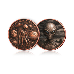 Op maat gemaakte bulk 1oz .999 puur koperen ronde UV-kleur bedrukte alien UFO kunst munt voor verzameling cadeau - Product Image 4