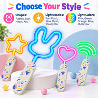 Individueller LED-Neon-Leuchtstab mit Kaninchen-, Stern-, Herz- und Bogenformen, Mehrfarbige Lichtmodi, Batteriebetrieben, Party-Leuchtstab