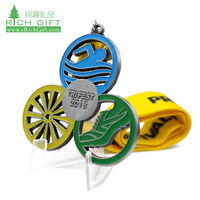 Médaille de course en métal en gros, alliage de zinc, émail 3D souple, pailletée, pour fête, anniversaire, médaille personnalisée