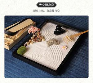 Mini ensemble de jardin <span class=keywords><strong>zen</strong></span> japonais personnalisé dans un cadre en bois pour la relaxation et la méditation cadeau sable blanc et pont et bouddh - Product Image 5