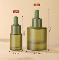 Flacons compte-gouttes en verre dépoli vert olive vides de 30 ml/15 ml avec bouchon à vis pour sérum cosmétique, huiles essentielles et faux cils