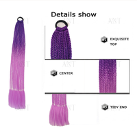 Queue de cheval tressée arc-en-ciel dégradé à 3 brins avec élastique, facile à porter, couleur personnalisée, cheveux synthétiques pour toutes les occasions