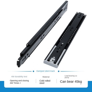 Guida scorrevole per cassetti con ammortizzatore, binario a tre sezioni, silenzioso, in acciaio laminato a freddo rinforzato, per guardaroba - Product Image 4