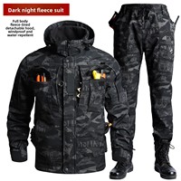 Ensemble de veste pour homme en polaire tissée thermique, coupe-vent, imperméable, résistant au froid, pour le cyclisme, les voyages, la pêche, automne-hiver