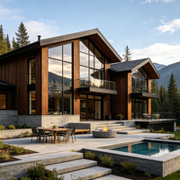 Fenêtre triangulaire en acier de la série 50 avec cadre ultra-fin et panneau latéral en acier, certifiée maison passive pour villas en Europe et aux États-Unis
