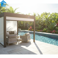 Pergola en aluminium Sweet Home avec murs coulissants en verre, toit rétractable motorisé à lames orientables, auvent imperméable pour patio