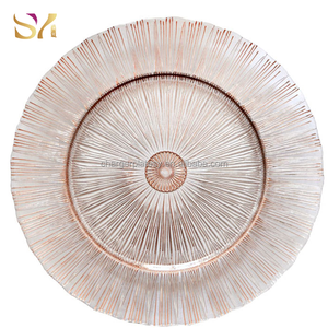 Piatti Decorativi Rotondi in Vetro Goffrato Oro Rosa, Stile Vintage Turco, Ecologici, per Decorazione Tavola - Product Image 1