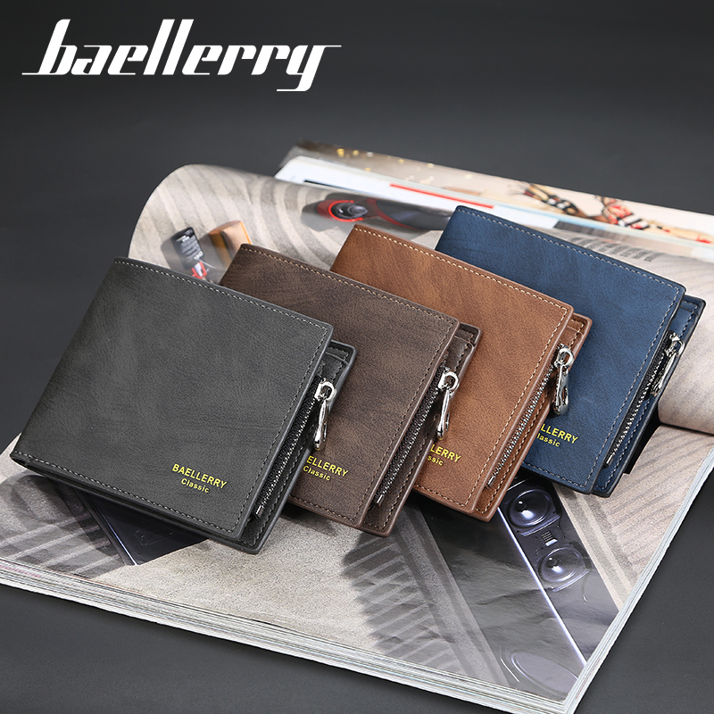 Baellerry-cartera de negocios de cuero sintético para hombre, cartera masculina de alta calidad, a la moda, con cremallera, 2021