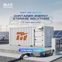 Système de stockage d'énergie (BESS) en conteneur MATE 20 pieds, raccordé au réseau, 500 kWh - 1 MWh, batterie LiFePO4, refroidissement par air, pour l'intégration d'énergies renouvelables