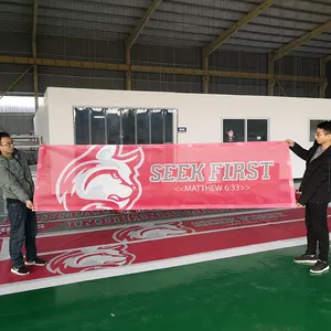 Produsen spanduk penanda layanan cetak digital sublimasi logo spanduk besar jaring pvc vinil fleksibel olahraga bisnis luar ruangan