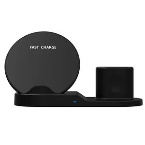 custom logo Qi fast mobile phone portable charge usb 3 in 1 Wireless Charger pad