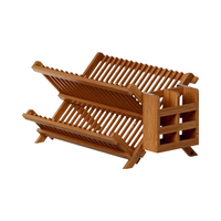 Drie-laags Eco Bamboe Afwasrek met QuickDry Microvezelmat, Opvouwbaar en Ruimtebesparend Design