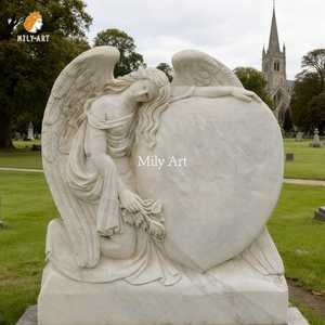 Mily Hand Gesneden Hoogwaardig Wit Marmer Engel Grafsteen Voor Outdoor Mounuments - Product Image 2