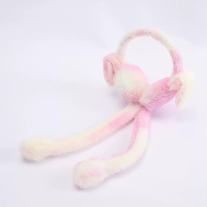 Orejeras de felpa con efecto tie-dye, colores mixtos, cálidas para el invierno, para estudiantes y uso doméstico. - Product Image 3