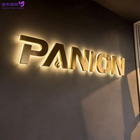 Enseigne lumineuse LED personnalisée en métal avec halo rétroéclairé, enseigne commerciale murale en acier inoxydable illuminée pour la décoration de spa, salon ou magasin