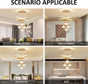 Lustres en cristal LED en fer, aluminium et acrylique, décoration minimaliste nordique de luxe pour la maison, éclairage pour café, <span class=keywords><strong>restaurant</strong></span>, hôtel, salon - Product Image 3