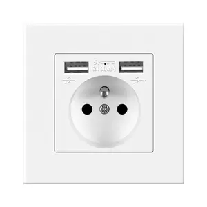 16A European Standard Power Socket Dual USB Charging Ports 86 Type PC Panel EU Plug Universal German Standard AC 250V/110V Rated