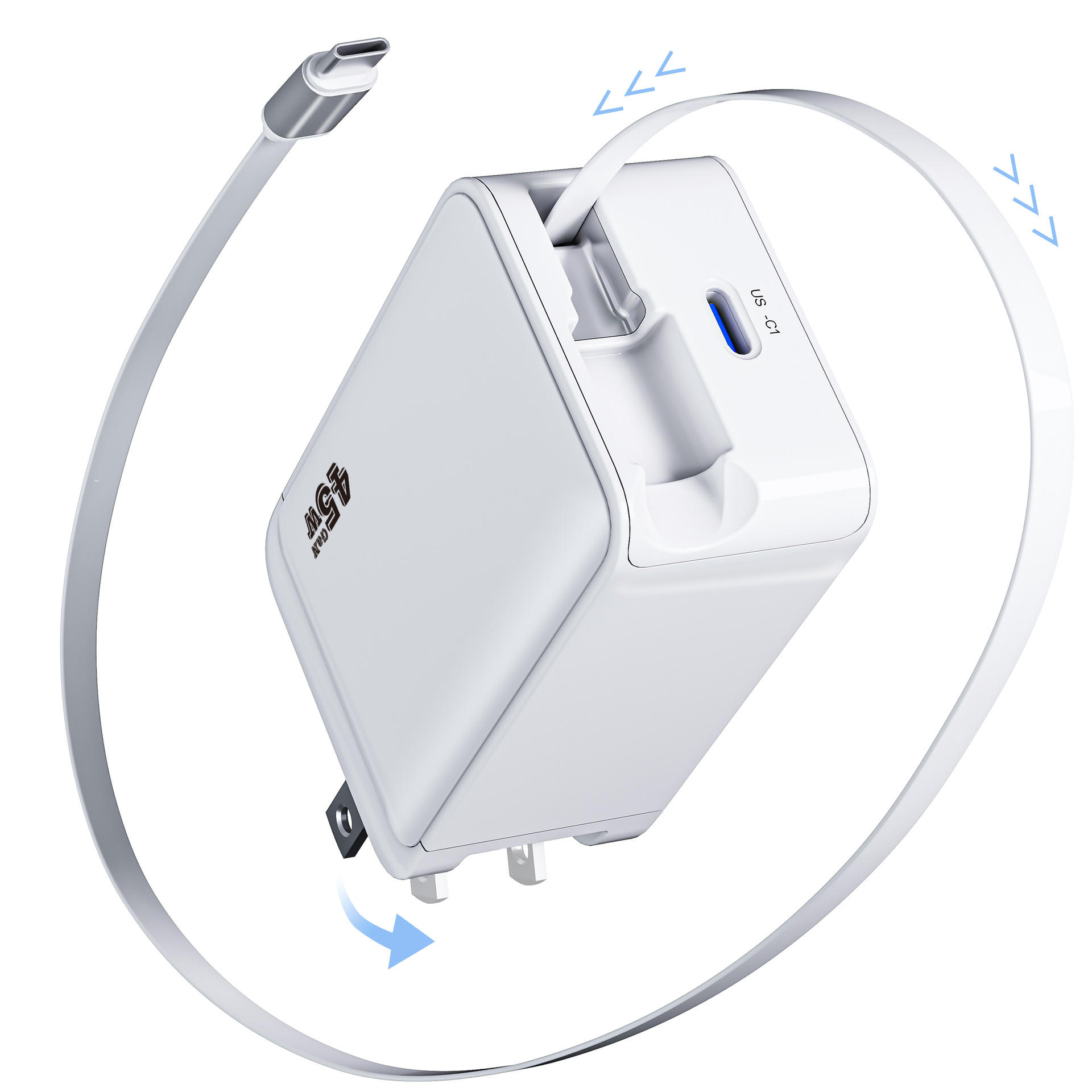 45W US Charger with Retractable Cable