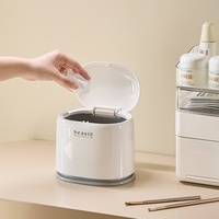 Mini-bac de rangement en plastique de luxe léger, minimaliste, couleur crème, à ouverture par pression, gain de place, fonctionnement silencieux pour bureau et usage quotidien