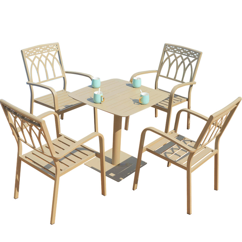 Multi-Functional Double Oven Barbecue Table Outdoor Leisure Aluminum Alloy Plastic Wood Chair for Courtyard Garden Villa