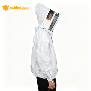 Chaqueta de apicultura ventilada 100% algodón blanca al por mayor, chaqueta protectora de abejas de malla de 3 capas de calidad premium con velo - Product Image 4