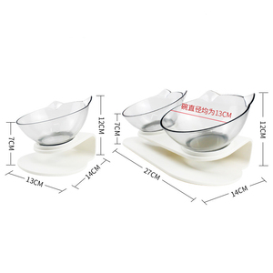 Tigela plástica transparente dupla elevada, tigela de alimentação para animais de estimação | levantado o fundo para gatos e cães pequenos - Product Image 4