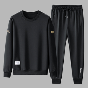 Conjunto deportivo informal para hombre, otoño 2025, con logotipo personalizado, suéter holgado de cuello redondo para deportes juveniles. - Product Image 1