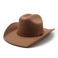 Sombrero de Vaquero Unisex Retro de Fieltro Estilo Western, Fedora de Diseñador de Alta Calidad, Personalizado al por Mayor para Fiestas, Viajes, Deportes y Pesca