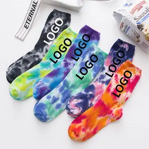 Tie Dye Custom Street Fashion Socks letters tube cotton socks for men and women skateboarding stockings