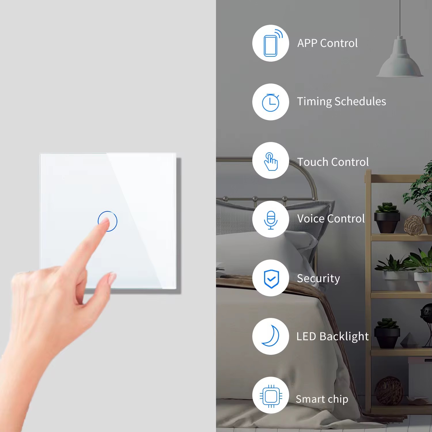 JunHao EU UK Standard 1/2/3 /4 Gang Tuya Socket Outlet Kit Alexa Google Home App Remote Control Wifi Wall Smart Light Switch · image 5