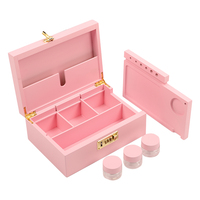 Boîte de rangement rose verrouillable en bois de bambou naturel avec plateau roulant boîte à fumée de luxe