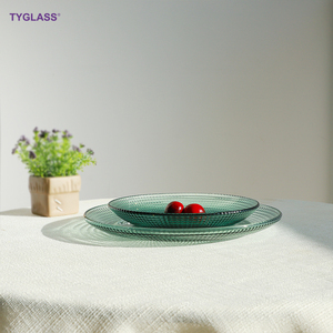 أطقم أدوات مائدة زجاجية رائجة للبيع، زينة لحفلات الزفاف، أطباق زجاجية ملونة، صحون تقديم للمناسبات - Product Image 5