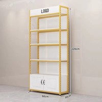 Étagères de présentation pour magasin de cosmétiques, de parfums et de produits de beauté en métal doré, style boutique