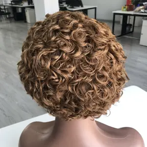 Peruca-Peluca <span class=keywords><strong>de</strong></span> encaje frontal para mujer, pelo natural curtinha 13x1, bob perruques naturel chevux humain, color negro - Product Image 2