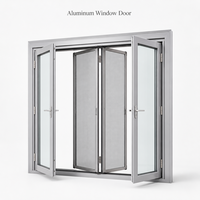 Fenêtre et porte à battants en alliage d'aluminium commercial avec moustiquaire pliante pour usage hôtelier, style français moderne, fenêtre en verre insonorisée