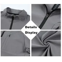 T-shirt de sport LAYENNE 180GSM à compression pour la gym et le fitness, avec logo personnalisé, élasticité, séchage rapide, fermeture éclair 1/4 pour hommes