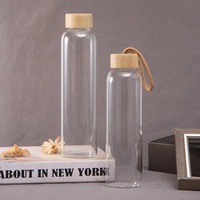 Bouteille d'Eau de Sport en Verre à Boire Directement Anti-Fuite de Haute Qualité avec Couvercle en Bambou et Corde, Logo Personnalisé, 150 ml 300 ml 420 ml 500 ml