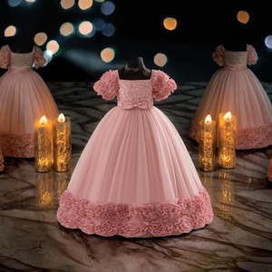 Robe de soirée en satin à motif de bal d'été WEARON pour filles de 5 à 14 ans - Product Image 3