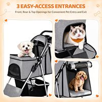 Poussette pliable 4 roues légère et écologique toutes saisons pour animaux de compagnie, cadre en métal Oxford, portable pour petits et moyens animaux, capacité maximale 15 kg