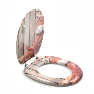 Asiento de Inodoro de Madera Alargado Sanitario Moderno y Personalizable con Impresión UV, Inodoro con Asiento Moldeado en Madera - Product Image 1