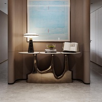 Console d'entrée irrégulière de luxe en acier inoxydable - Design italien moderne pour appartements et villas