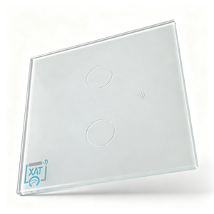 Panel Táctil Cuadrado de Vidrio Blanco Personalizado de Fábrica, Interruptor de Pared Inalámbrico de Dos Teclas, Pantalla Adhesiva para PC/PET Serigrafiada - Product Image 1