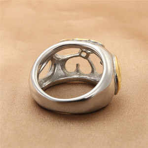 yunnique <b>Titanium</b> Steel Hollow Flower <b>Ring</b> Retro Punk Gold Unisex Fashion Jewelry 290116 - Product Image 3
